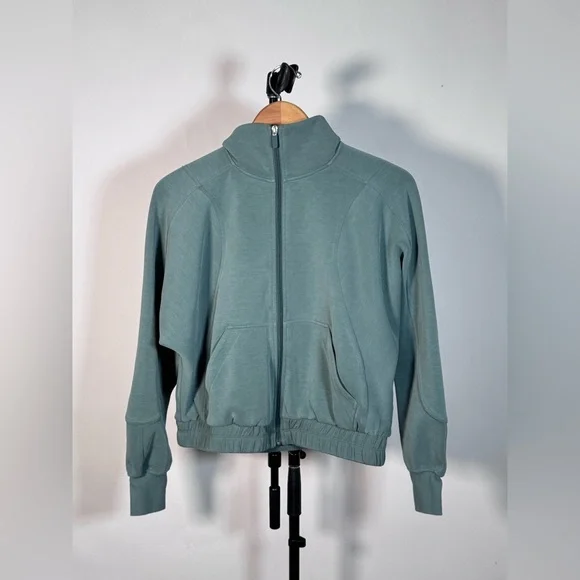 NWOT Lululemon Brushed Softstreme Funnel-Neck Zip Up Medium Forest - Picture 3 of 7